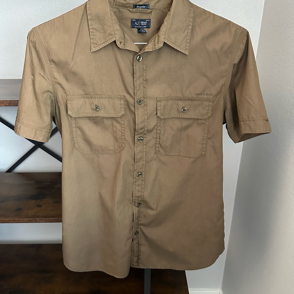 Armani Jeans Men's Brown Short Sleeve Shirt